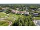 Aerial scene of upscale neighborhood adjacent to golf course with ponds and mature trees at 3337 Crescent Oaks Blvd, Tarpon Springs, FL 34688