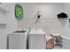Functional laundry room with modern appliances, shelving and decor at 5415 Limelight Dr, Apollo Beach, FL 33572