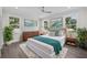 Bright bedroom features a ceiling fan, wood flooring, and two large windows at 5707 N 20Th St, Tampa, FL 33610