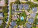 Aerial view showcasing an neighborhood featuring lush trees, manicured lawns, and well-maintained homes at 8645 Piper Ln, Seminole, FL 33777