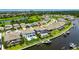 Aerial view of the backyard featuring a pool and waterway at 978 Signet Dr, Apollo Beach, FL 33572