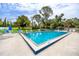 Expansive community pool with lounge chairs and umbrellas, offering a resort-like atmosphere and ample space for recreation at 12400 Park Blvd # 417, Seminole, FL 33772