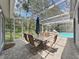 Screened pool area with a dining table and chairs for outdoor relaxation and enjoyment at 15024 Eaglepark Pl, Lithia, FL 33547