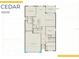 Cedar floor plan layout showcasing the placement of owner's suite, kitchen, gathering room, and bedrooms at 2522 Charter Oak Dr, North Port, FL 34289
