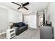 Bedroom featuring a seating area, a built-in closet, and a view into the bathroom at 400 Island Way # 502, Clearwater Beach, FL 33767