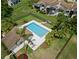 Aerial view of the community pool and cabana area; a great place to relax and entertain at 440 Lakeview Dr # 34, Palm Harbor, FL 34683