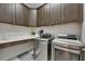 Efficient laundry room with modern appliances and ample cabinet space for storage at 7420 Paradiso Dr, Apollo Beach, FL 33572