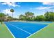 Bright blue and green tennis courts with lights, nets and palms on a clear day at 899 Addison Ne Dr, St Petersburg, FL 33716