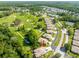 Expansive aerial view of community, golf course, tennis courts, and rows of well-maintained homes at 12134 Tournament View Ave, New Port Richey, FL 34654