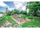 Well-kept backyard with raised garden beds, a trellis, and diverse foliage at 2060 Saffold Park Dr, Ruskin, FL 33570