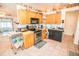 Well-lit kitchen features wooden cabinetry, modern appliances, and stylish basket decor at 2060 Saffold Park Dr, Ruskin, FL 33570