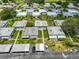 Aerial shot showcasing the community's layout with well-maintained lawns and similar single story homes at 301 Kings Blvd # 130, Sun City Center, FL 33573