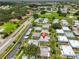 An aerial view of a cozy home with a landscaped front yard and assigned parking, nestled in a quiet and friendly neighborhood at 301 Kings Blvd # 130, Sun City Center, FL 33573