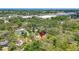Overhead view of the property with a marker in lush, tree-filled neighborhood at 327 Sunnyside Rd, Temple Terrace, FL 33617