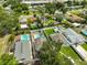 Aerial view of multiple homes, featuring in-ground swimming pools, fenced yards, and lush greenery at 4489 57Th N Ave, St Petersburg, FL 33714