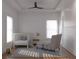 Bright Bedroom with a crib, chair, and grey rug below a slatted ceiling with fan at 608 Grove N St, St Petersburg, FL 33701
