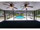 Enclosed pool area with fans and screens. Perfect for outdoor relaxation and recreation at 807 E Chapman Rd, Lutz, FL 33549