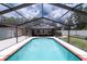 Gorgeous screened-in pool surrounded by blue tile and a patio offers a private and refreshing outdoor retreat at 807 E Chapman Rd, Lutz, FL 33549