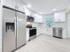 Contemporary kitchen featuring stainless steel appliances, white cabinetry, and sleek countertops for a modern aesthetic at 8375 Burgundy N Dr, Pinellas Park, FL 33781