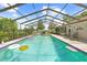 View of the pool and the back of the home with screened windows at 10193 Wallien Dr, Brooksville, FL 34601