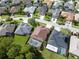Aerial view of homes in a residential area with backyard pools and well-maintained lawns at 12918 Tar Flower Dr., Tampa, FL 33626