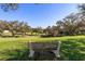 Scenic park view with a bench overlooking a pond, surrounded by mature trees and open green space at 1371 Mission Hills Blvd, Clearwater, FL 33759