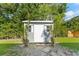 A storage shed in the backyard with walkway at 15123 Bald Eagle St, Tampa, FL 33625