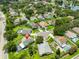 Aerial view of a residential area showcasing lush greenery and a neighborhood location near a lake at 3633 Springville Dr, Valrico, FL 33596