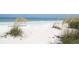 Beautiful beachfront view with sand dunes and the clear ocean water at the horizon at 4450 Gulf Blvd # 110, St Pete Beach, FL 33706
