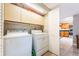 This laundry room comes equipped with a washer, dryer, and generous cabinet space at 4450 Gulf Blvd # 110, St Pete Beach, FL 33706