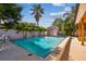 Gorgeous pool with a lush tropical landscape and white privacy fence creating a serene backyard oasis at 4522 S Hale Ave, Tampa, FL 33611