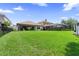 Large backyard featuring well-maintained green grass, neighboring houses, and lush trees at 10880 Cory Lake Dr, Tampa, FL 33647