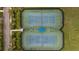Aerial view of pristine tennis courts with manicured landscaping, perfect for recreation and relaxation at 10880 Cory Lake Dr, Tampa, FL 33647