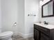 Modern half-bathroom with a stylish vanity, sink, and updated fixtures at 1204 Derby Ln, Sarasota, FL 34242