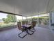 Enclosed patio featuring dining area with seating for six people and full view of the lake at 1701 Bonita Bluff Ct, Ruskin, FL 33570