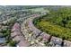 Aerial view of a residential neighborhood with well-maintained homes and beautiful greenery at 1729 Arabian Ln, Palm Harbor, FL 34685