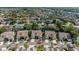 Aerial view of the property and its neighborhood with mature trees in a desirable location at 1729 Arabian Ln, Palm Harbor, FL 34685