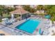 Resort-style pool area with ample seating, tables, and a covered area for relaxing and entertaining at 1729 Arabian Ln, Palm Harbor, FL 34685