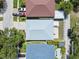 Overhead aerial view of a house with a patio and an outdoor seating area at 2108 Delightful Dr, Ruskin, FL 33570