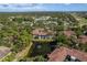 A scenic aerial view of a condo complex with a water feature, set in a mature community with trees and manicured landscaping at 2650 Countryside Blvd # C204, Clearwater, FL 33761