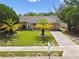 Charming home with well-manicured lawn and mature palm trees in the front yard at 3628 Dellefield St, New Port Richey, FL 34655