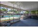 View of the backyard pool from the covered and screened patio, offering seamless indoor-outdoor living at 3849 Hollow Oak Pl, Land O Lakes, FL 34639