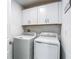 Bright laundry room with modern appliances, upper storage cabinets, and clean finishes at 4567 Tuscan Loon Dr, Tampa, FL 33619