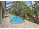 The backyard pool has tropical landscaping and a screened enclosure at 505 Vintage Way, Brandon, FL 33511
