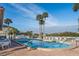 Community pool featuring lounge chairs, palm trees, and a partially covered pool area at 6340 Garland Ct, New Port Richey, FL 34652