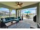 Relaxing screened patio with an outdoor lounge area and dining space, perfect for entertaining at 7116 Estero Ct, Apollo Beach, FL 33572