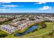 Scenic aerial view of resort-style condos with a pond and golf course in a sunny, beautiful location at 960 Starkey Rd # 7503, Largo, FL 33771