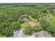 Expansive aerial view of a home nestled amidst lush greenery, featuring a private pond, and tranquil surroundings at 10113 Bell Creek Dr, Riverview, FL 33569