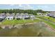 Backyards of homes located on a pond with green lawns and some fenced in yard at 10580 Gliding Eagle Way, Land O Lakes, FL 34638