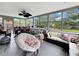 Cozy sunroom filled with furniture and large windows that offer serene backyard views at 1609 Haven Bnd, Tampa, FL 33613
